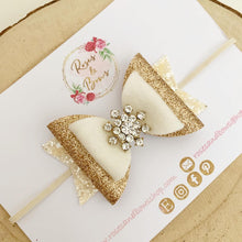 Load image into Gallery viewer, Snowflake Glitter Bow Headband or Clip
