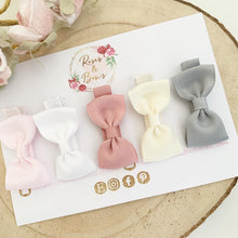 Load image into Gallery viewer, Muted neutrals Small Hair Bow Clip Set