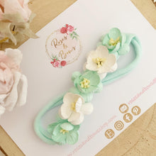 Load image into Gallery viewer, Mint cherry blossom nylon headband