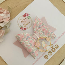 Load image into Gallery viewer, Easter Bunny Pink Floral Charm Hair Bow Headband or Clip