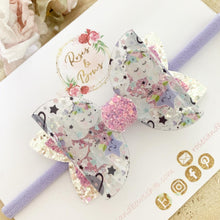 Load image into Gallery viewer, Space Stars and Moon Hair Bow Headband or Clip