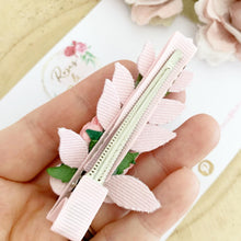Load image into Gallery viewer, Pink flower and leaf headband or clip - Flower Crown Headband