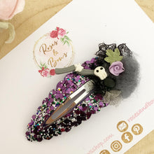 Load image into Gallery viewer, Witch broom stick glitter large snap clip