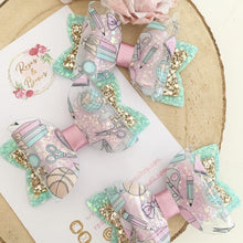 Load image into Gallery viewer, School Transparent Glitter Bow Headband or Clip