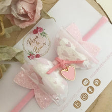 Load image into Gallery viewer, Pink Heart Transparent Valentine’s Bow with Charm