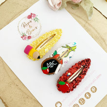 Load image into Gallery viewer, Back to School scalloped snap clip set