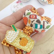 Load image into Gallery viewer, Pumpkin Spice Autumn Fall Thanksgiving Hair Bow Headband or Clip