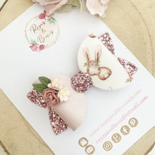 Load image into Gallery viewer, Easter bunny dusky pink Hair Bow Headband or Clip