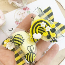 Load image into Gallery viewer, Bee Rainbow Hair Bow clip or headband