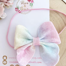 Load image into Gallery viewer, Velvet Ombré Rainbow Sailor Bow Headband or Clip