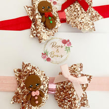 Load image into Gallery viewer, Christmas Gingerbread Hair Bow Headband or Clip