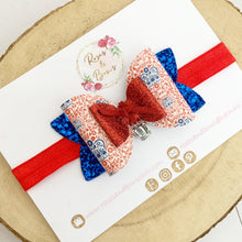 Load image into Gallery viewer, Coronation Crown Glitter Bow Headband or Clip