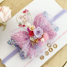 Load image into Gallery viewer, Christmas Tree Purple Tulle Hair Bow Headband or Clip