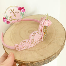 Load image into Gallery viewer, Birthday tiara, pink and gold glitter tiara - princess crown - birthday accessory - custom ages