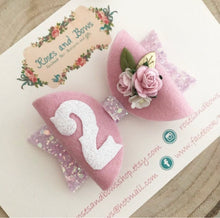 Load image into Gallery viewer, Birthday Hair Bow Hair Bow Headband or Clip - customisable - choice of colours