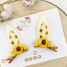 Load image into Gallery viewer, Sunflower Stand Up Bunny Ear Clips - Easter Bunny Clips