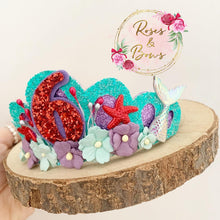 Load image into Gallery viewer, Mermaid glitter tiara - princess crown - birthday accessory - custom ages