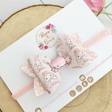 Load image into Gallery viewer, Blush Easter bunny hair Bow Headband or Clip