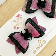 Load image into Gallery viewer, Spider Halloween Glitter Bow Headband or Clip