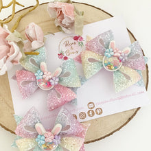 Load image into Gallery viewer, Rainbow Easter Bunny Hair Bow Headband or Clip