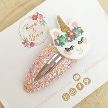 Load image into Gallery viewer, Unicorn Glitter and Felt large snap clip