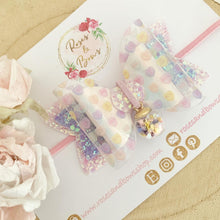 Load image into Gallery viewer, Love Heart Charm Valentine’s Day Hair Bow Headband or Clip