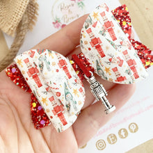 Load image into Gallery viewer, Christmas Nutcracker Charm Hair Bow Headband or Clip