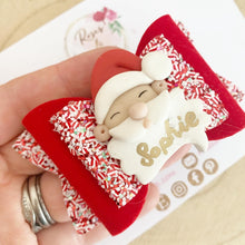 Load image into Gallery viewer, Personalised Father Christmas Hair Bow Headband or Clip