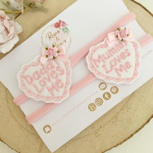 Load image into Gallery viewer, Mummy loves me, daddy loves me Happy Father’s Day headband