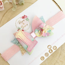 Load image into Gallery viewer, Rainbow Birthday Hair Bow Headband or Clip
