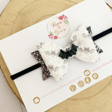 Load image into Gallery viewer, Bat Halloween Glitter Bow Headband or Clip