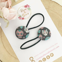 Load image into Gallery viewer, Halloween Sugar Skull Bobble Hair Ties Set of 2