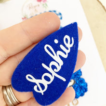 Load image into Gallery viewer, Personalised school gingham and glitter scalloped snap clip set