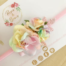 Load image into Gallery viewer, Rainbow flower nylon headband or alligator clip