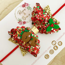 Load image into Gallery viewer, Christmas reindeer Hair Bow Headband or Clip