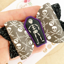 Load image into Gallery viewer, Skeleton Halloween Hair Bow Headband or Clip