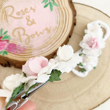 Load image into Gallery viewer, White and pink rose flower headband or clip