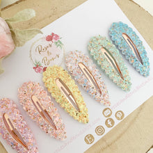 Load image into Gallery viewer, glitter and rose gold scalloped snap clip set