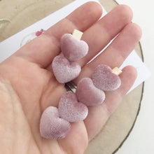 Load image into Gallery viewer, Velvet Heart Valentines clip set - Light Pink And Grey Clip Set