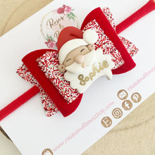 Load image into Gallery viewer, Personalised Father Christmas Hair Bow Headband or Clip