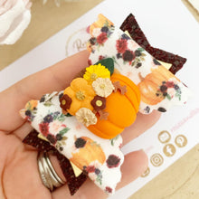 Load image into Gallery viewer, Autumn floral Pumpkin Hair Bow Headband or Clip