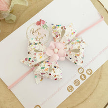 Load image into Gallery viewer, Glitter Flower bow Clip or Headband