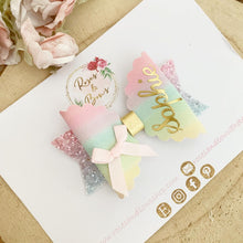 Load image into Gallery viewer, Rainbow Personalised Name Hair Bow Headband or Clip