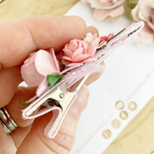 Load image into Gallery viewer, Pink flower and leaf headband or clip - Flower Crown Headband