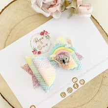 Load image into Gallery viewer, Animal Hot Air Balloon Rainbow Hair Bow clip or headband