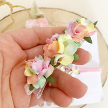 Load image into Gallery viewer, Pastel Rainbow rose flower headband or clip