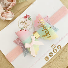 Load image into Gallery viewer, Rainbow Personalised Name Hair Bow Headband or Clip