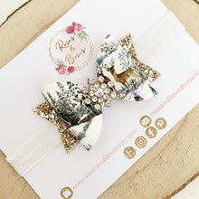 Load image into Gallery viewer, Christmas reindeer snowflake Hair Bow Headband or Clip