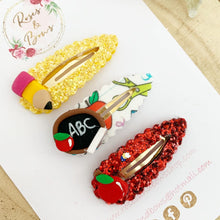 Load image into Gallery viewer, Back to School scalloped snap clip set