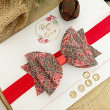 Load image into Gallery viewer, Tartan Glitter Christmas Bow Headband or Clip